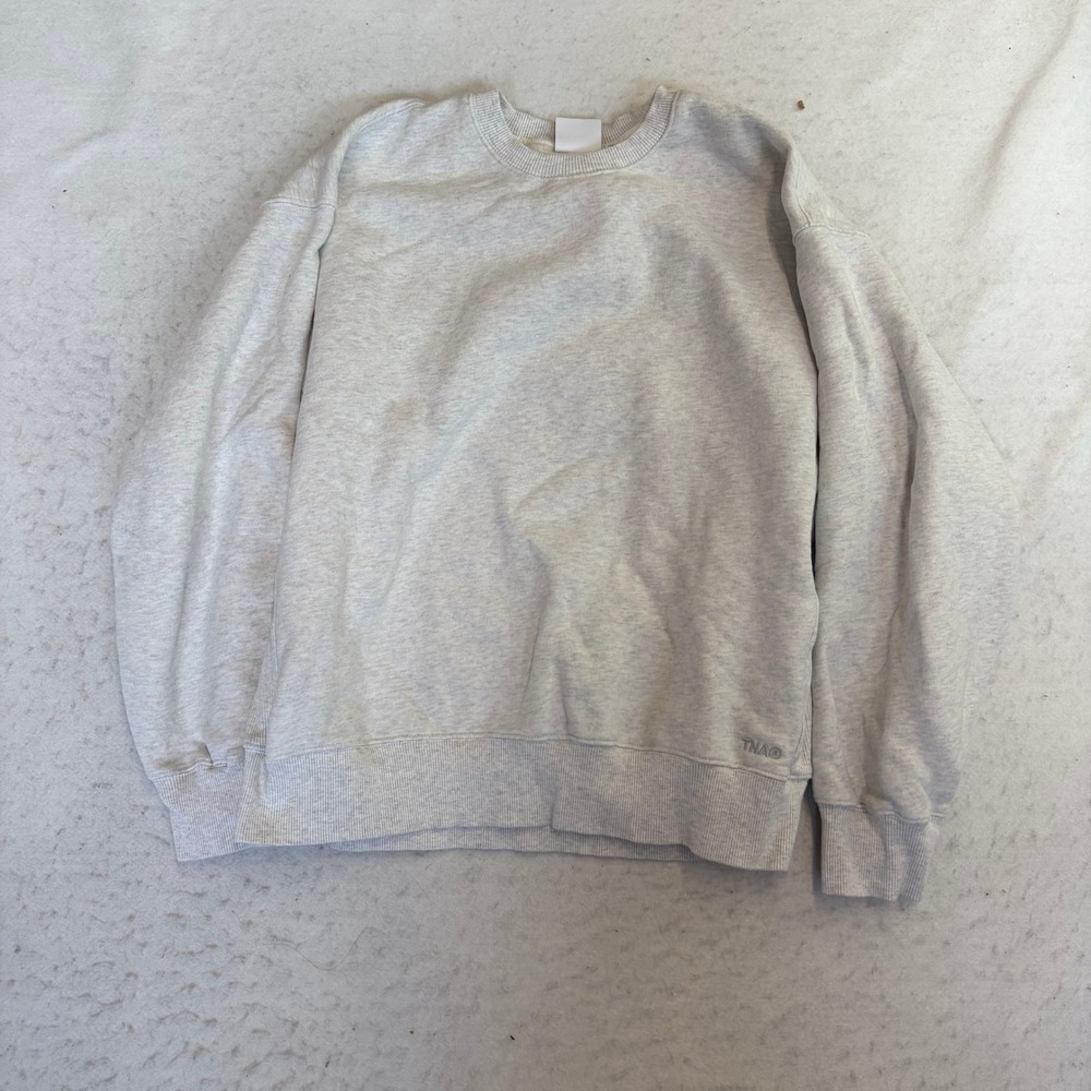 TNA Sweatfleece Crewneck Sweatshirt Womens XS Heather Grey Boyfriend Fit Cozy